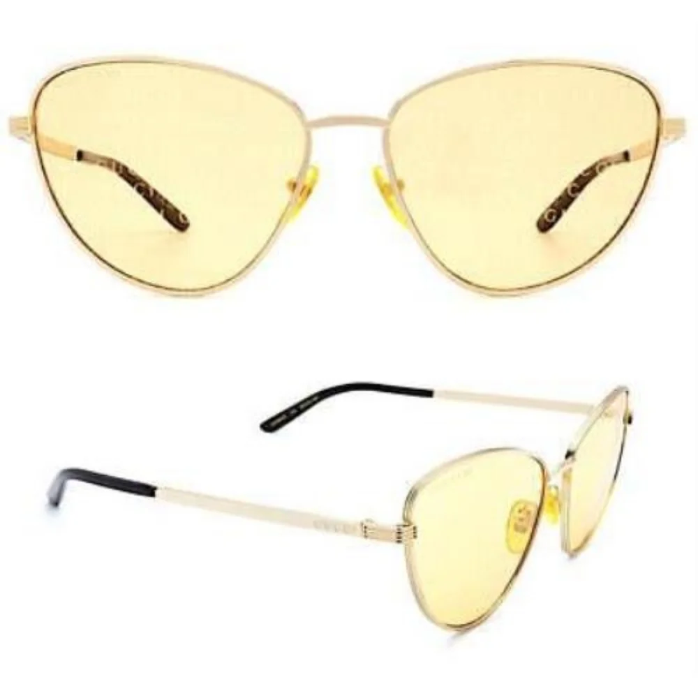 NEW GUCCI WOMEN'S GOLD FRAME SUNGLASSES GG0803S 004 GUCCI EYEWEAR - Picture 2 of 8